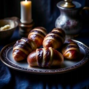AI Art: gothic style Very tasty looking Victorian style filled-croissants