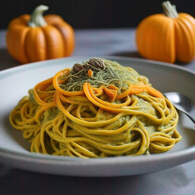 Kürbis-Spaghetti mit Pesto